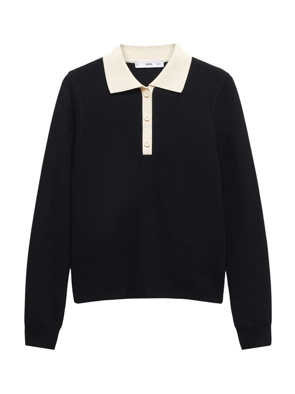 MANGO MANGO Пуловер 'Ricson'  черно / бяло