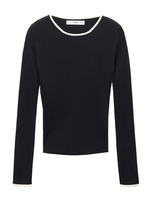 MANGO MANGO Пуловер 'SHADOWIN'  черно / бяло