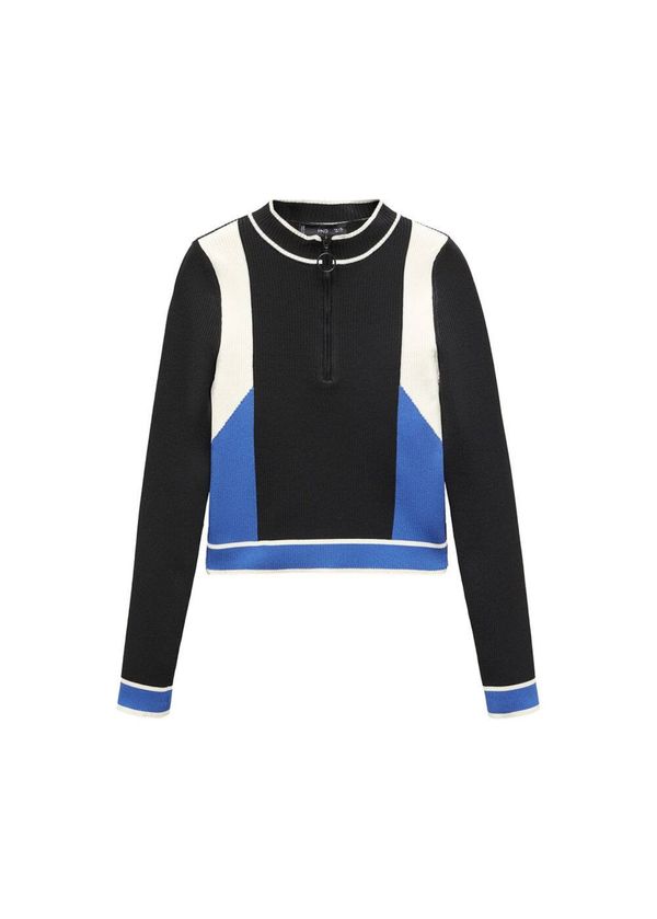 MANGO MANGO Пуловер  синьо / черно / бяло