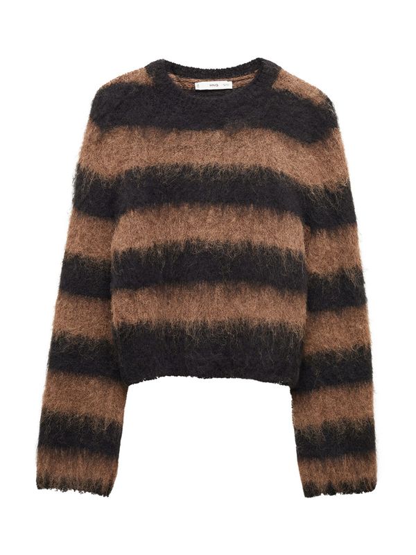 MANGO MANGO Пуловер 'TELARANY'  кафяво / черно