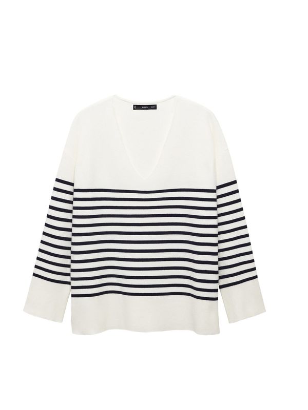 MANGO MANGO Пуловер 'TORTUGAV'  нейви синьо / бяло