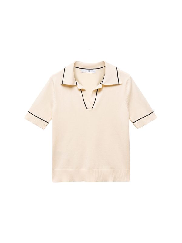 MANGO MANGO Пуловер 'VERT'  екрю / черно