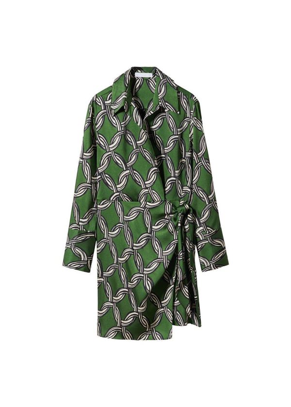 MANGO MANGO Рокля 'cadena'  зелено / черно / бяло