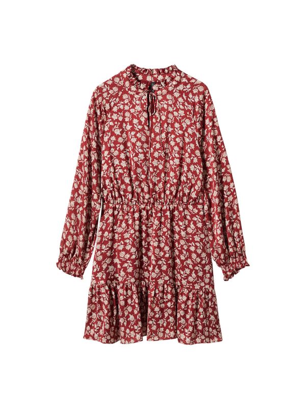 MANGO MANGO Рокля 'Pandora'  цвят "пясък" / бургундово червено / бяло
