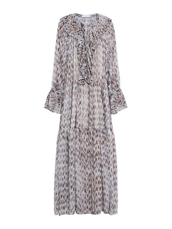 MANGO MANGO Рокля 'Saladeta'  екрю / гълъбово синьо / кафяво