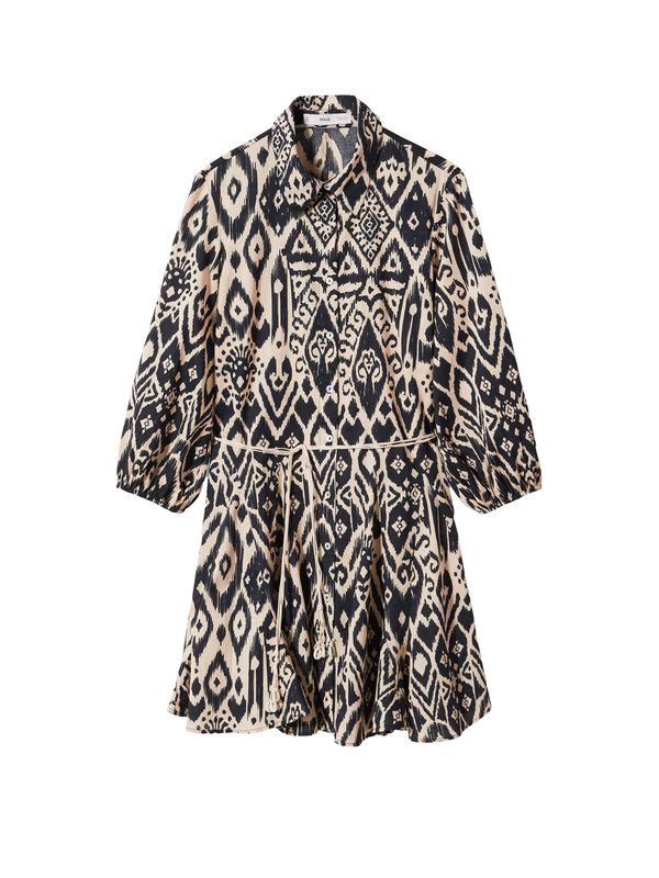 MANGO MANGO Рокля тип риза 'CORNELIA'  бежово / черно