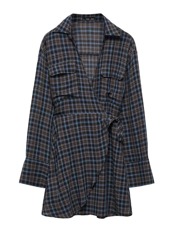 MANGO MANGO Рокля тип риза 'Maria'  нощно синьо / светлосиньо / жълто / графитено сиво