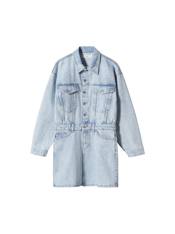 MANGO MANGO Рокля тип риза  син деним