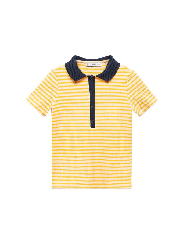 MANGO MANGO Тениска 'ALMOND'  екрю / тъмносиньо / жълто