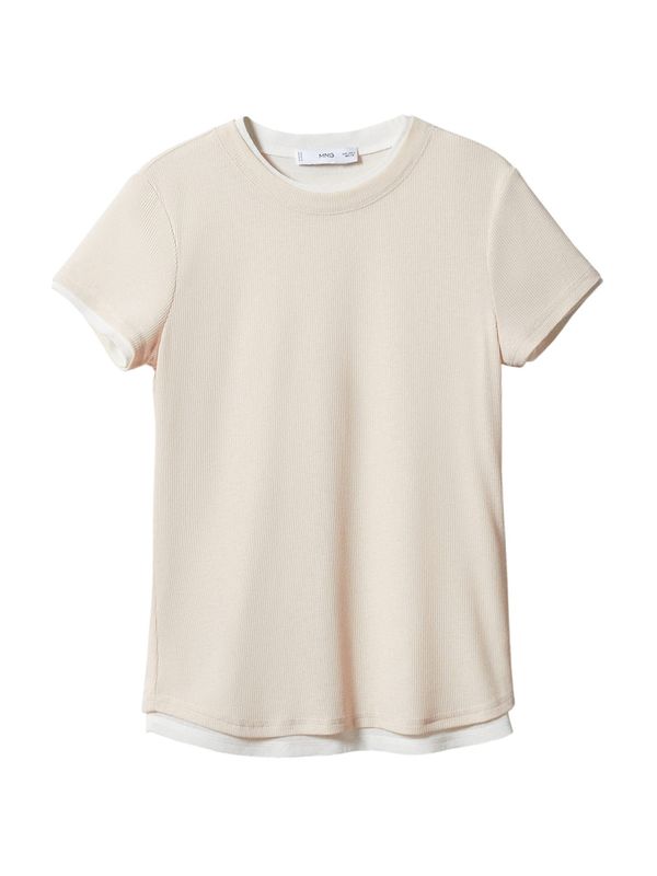 MANGO MANGO Тениска 'DOBI'  бежово / бяло