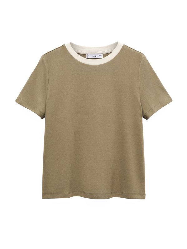 MANGO MANGO Тениска 'DOLORES'  каки / бяло