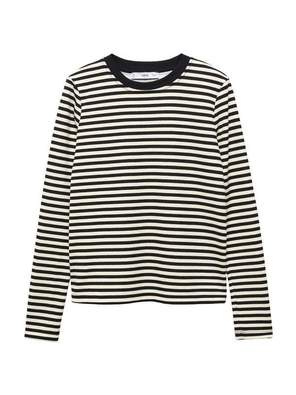 MANGO MANGO Тениска 'ELEKTRA'  кремаво / черно