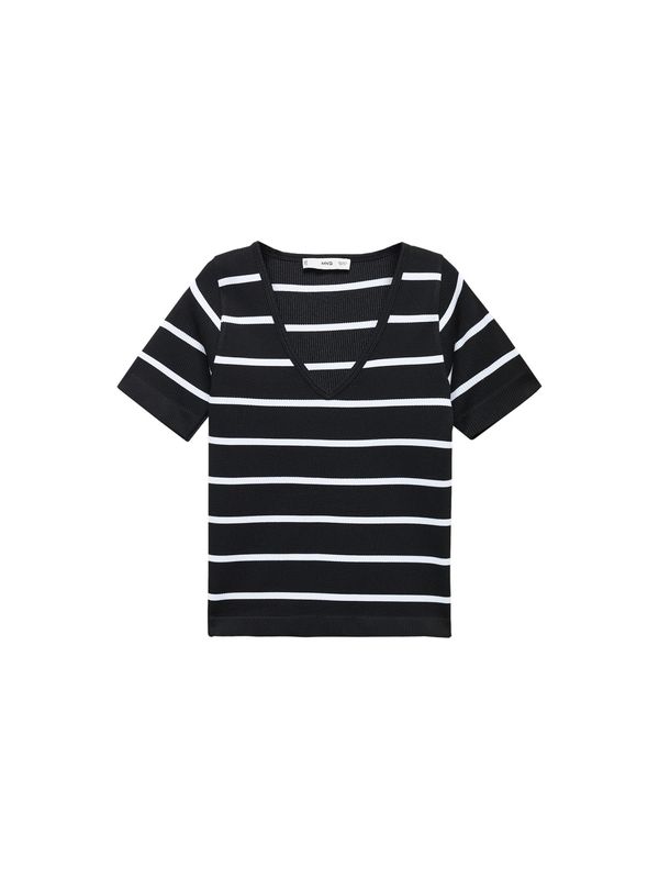 MANGO MANGO Тениска 'JENNY'  черно / бяло