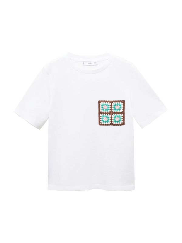 MANGO MANGO Тениска  кафяво / нефритено зелено / мръсно бяло