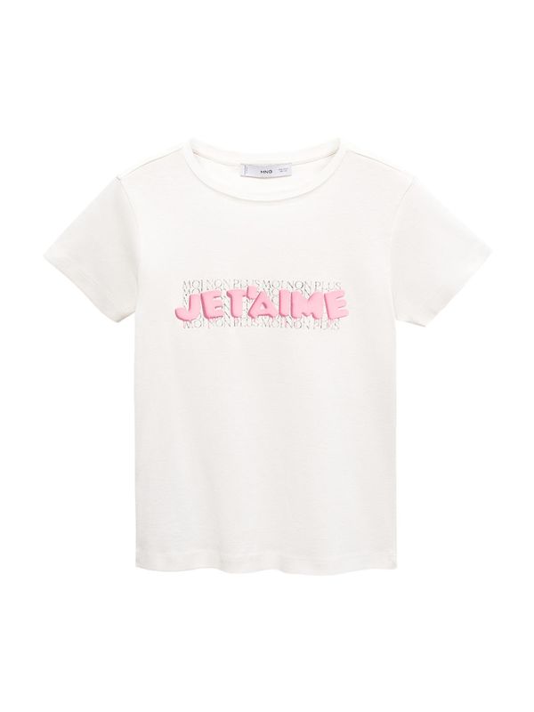 MANGO MANGO Тениска 'KISS'  светлорозово / черно / бяло