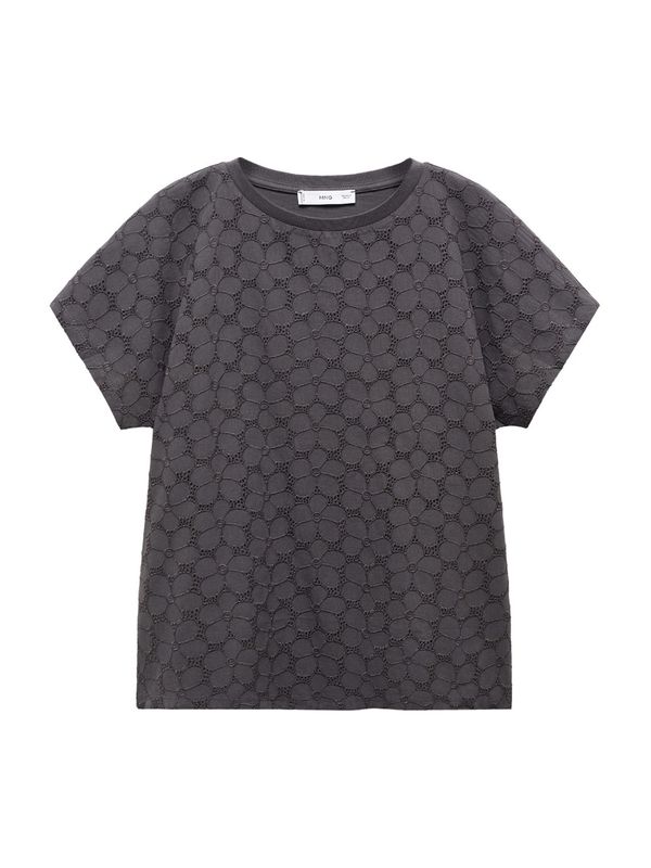 MANGO MANGO Тениска 'LOTUS'  антрацитно черно