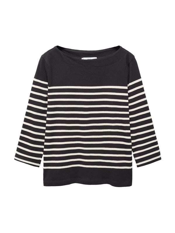 MANGO MANGO Тениска 'PARISIAN'  черно / бяло