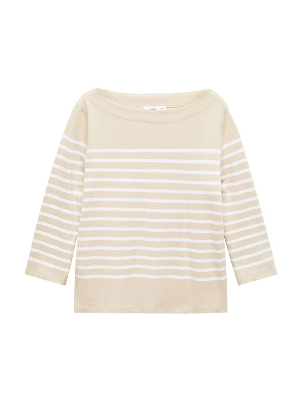 MANGO MANGO Тениска 'PARISIAN'  светлокафяво / бяло