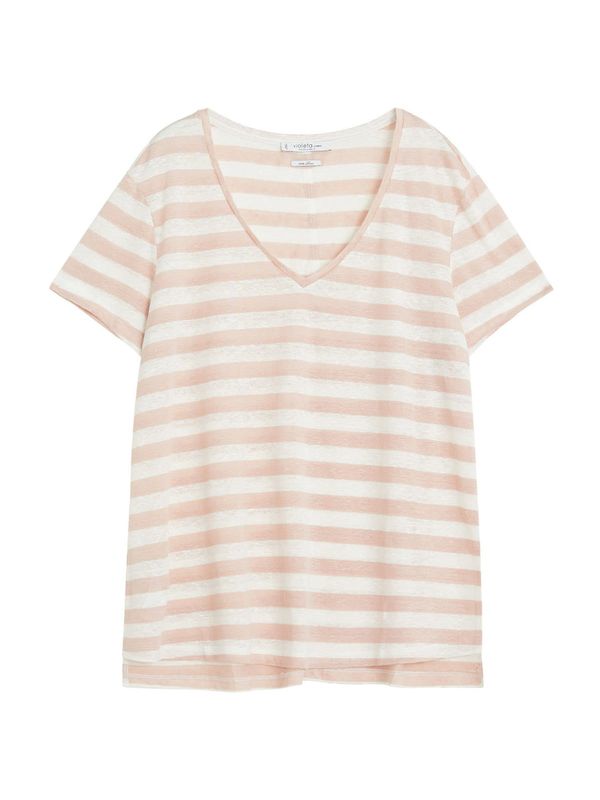 MANGO MANGO Тениска 'Silvery'  бледорозово / бяло