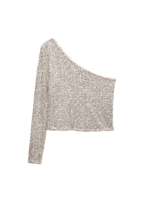 MANGO MANGO Тениска 'Xena'  сребърно