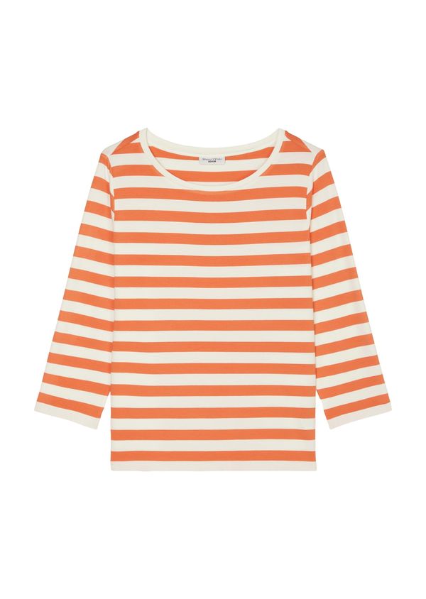 Marc O'Polo DENIM Marc O'Polo DENIM Тениска 'Breton'  тъмнооранжево / бяло
