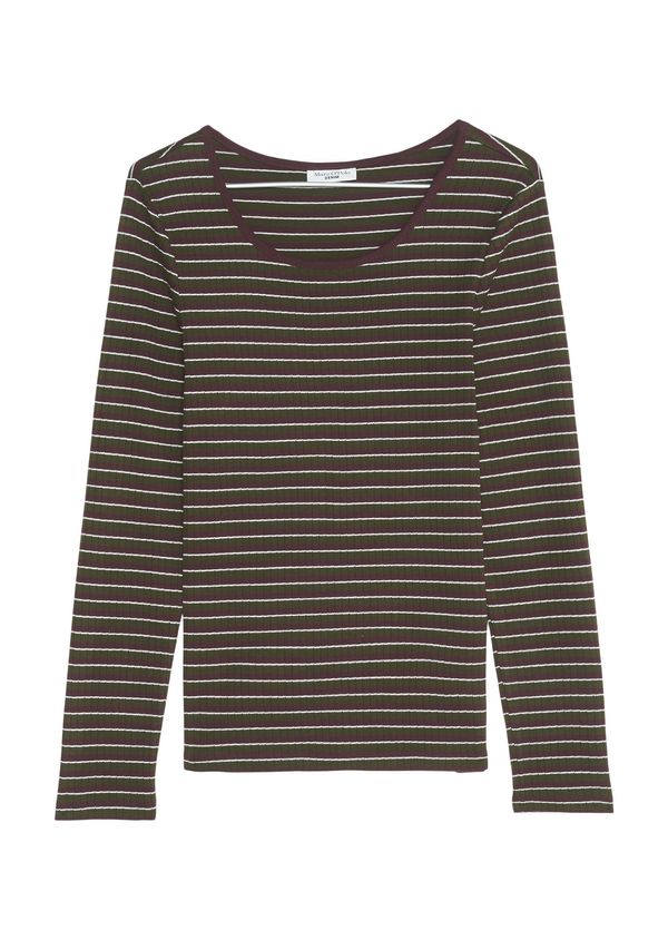 Marc O'Polo DENIM Marc O'Polo DENIM Тениска  тъмнокафяво / тъмнозелено / бяло