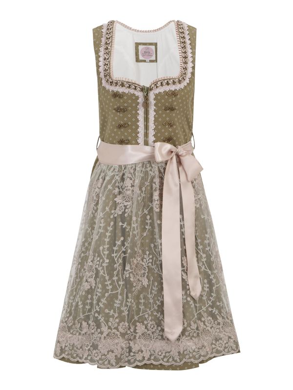 MARJO MARJO Рокля в стил Dirndl 'Lea'  бежово / маслина / бяло
