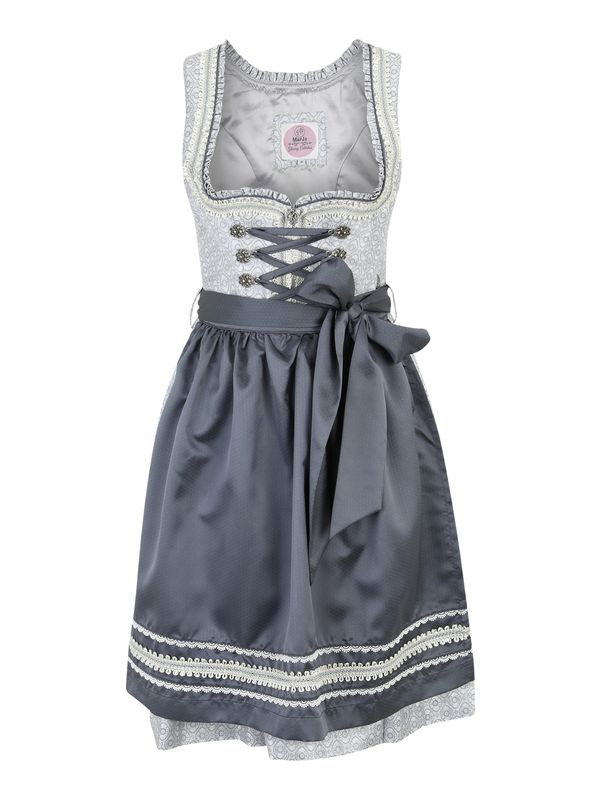 MARJO MARJO Рокля в стил Dirndl 'Viviane'  светлосиво / тъмносиво / сребърно / бяло