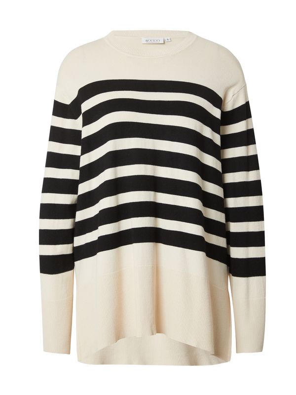 Masai Masai Пуловер 'Fasona'  черно / мръсно бяло