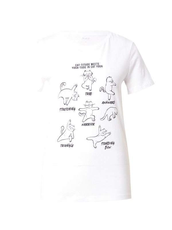 Mavi Mavi Тениска 'CAT YOGA'  черно / бяло