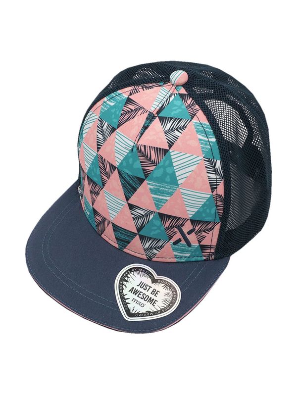 MAXIMO MAXIMO Шапка с периферия  аквамарин / тъмносиньо / бледорозово / бяло