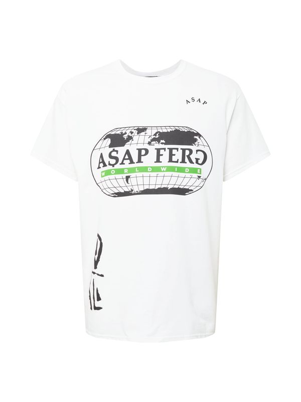 Mennace Mennace Тениска 'ASAP FERG WORLDWIDE'  светлозелено / черно / мръсно бяло