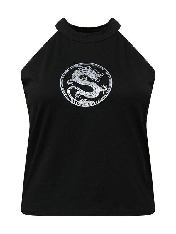 Merchcode Merchcode Топ 'Dragon'  светлосиво / черно