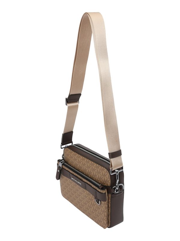 Michael Kors Michael Kors Чанта за през рамо тип преметка  светлокафяво / тъмнокафяво / сребърно
