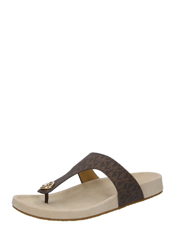 MICHAEL Michael Kors MICHAEL Michael Kors Сандали с разделител за пръстите 'LUCINDA'  кафяво / шоколад / злато