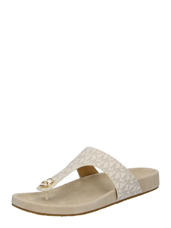 MICHAEL Michael Kors MICHAEL Michael Kors Сандали с разделител за пръстите 'LUCINDA'  злато / тъмносиво / мръсно бяло