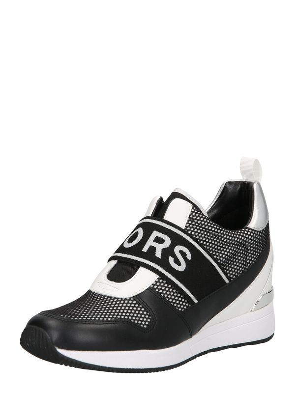 MICHAEL Michael Kors MICHAEL Michael Kors Спортни обувки Slip On 'MAVEN'  черно / сребърно / бяло