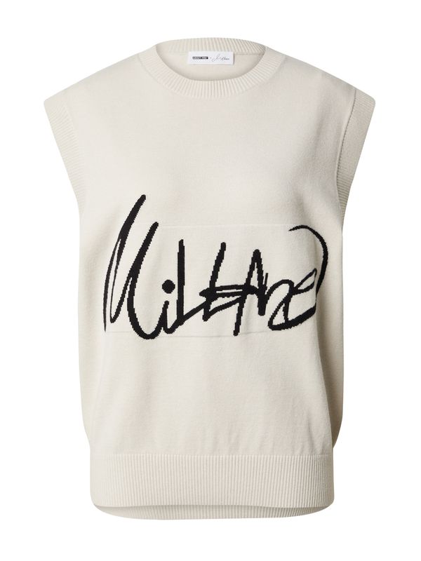 millane millane Мъжки плетен пуловер без ръкави 'Svea'  черно / мръсно бяло