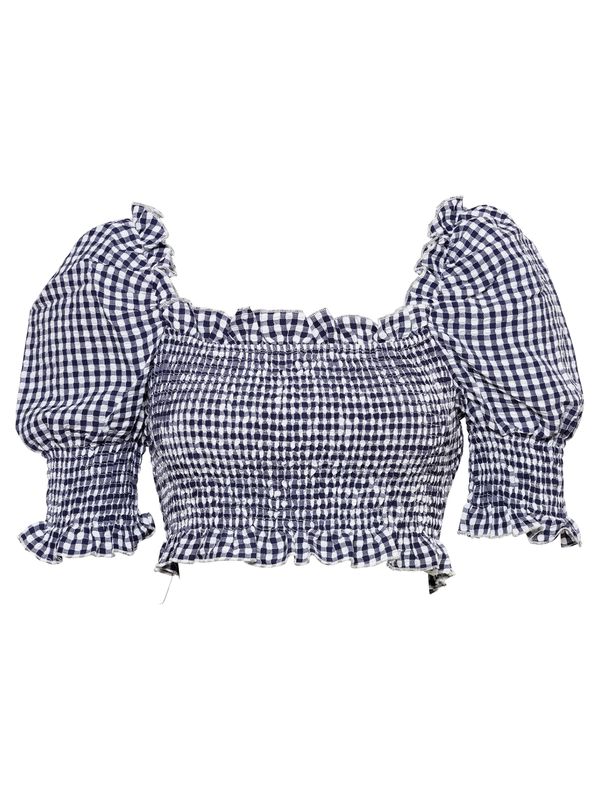 Missguided Missguided Блуза 'GINGHAM'  нейви синьо / бяло