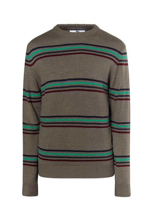 MO MO Пуловер 'Rovic'  нейви синьо / сиво-кафяво / киви / бургундово червено