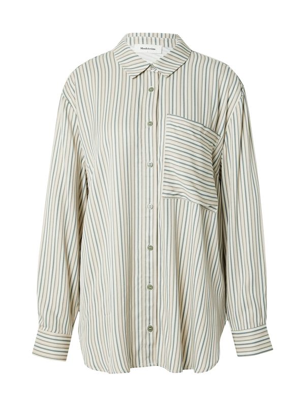 modström modström Блуза 'Hissa'  бежово / екрю / тъмнозелено