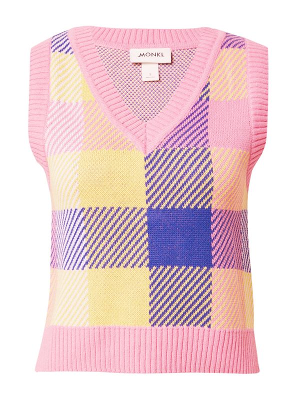 Monki Monki Плетен топ  синьо / жълто / бледорозово