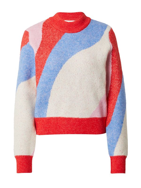 Monki Monki Пуловер  бежово / синьо / бледорозово / червено