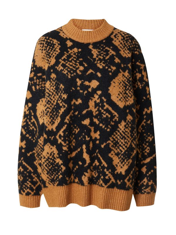 Monki Monki Пуловер  пуебло оранжево-кафяво / черно