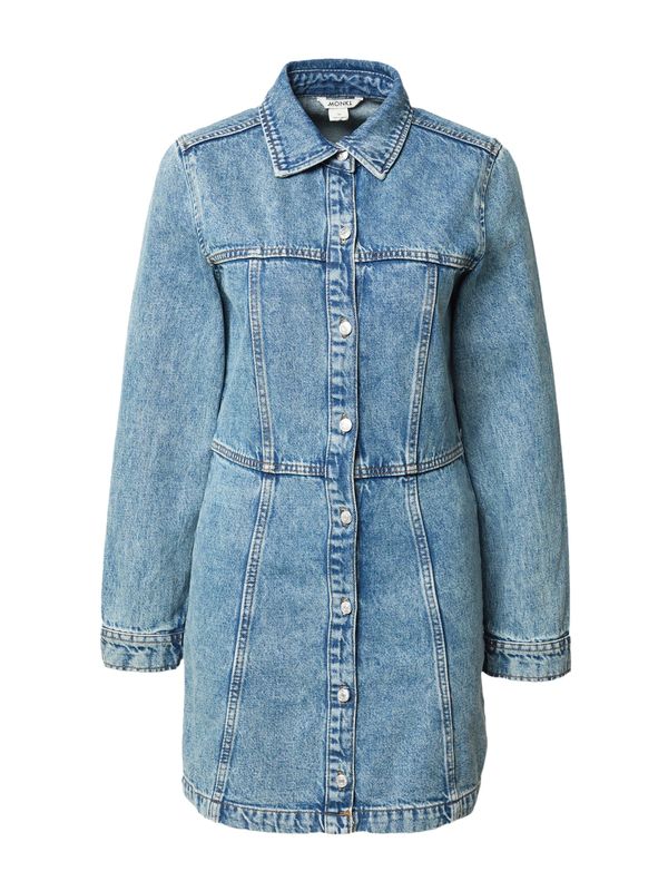 Monki Monki Рокля тип риза  син деним