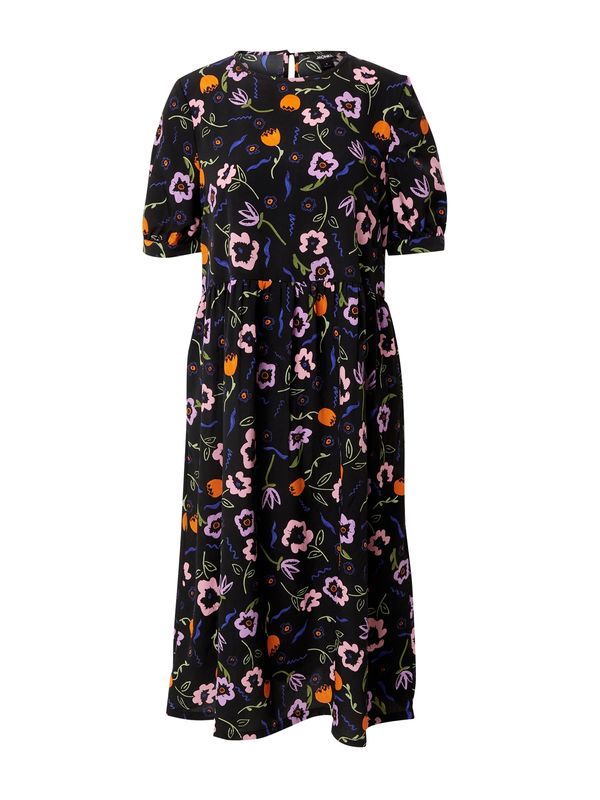 Monki Monki Рокля  зелено / тъмнолилаво / оранжево / черно