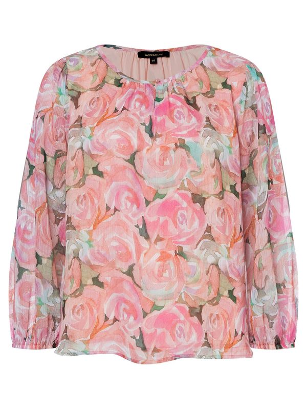 MORE & MORE MORE & MORE Блуза  зелено / праскова / бледорозово / пепел от рози