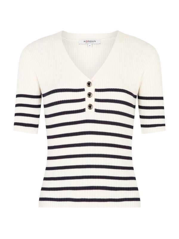 Morgan Morgan Пуловер  черно / мръсно бяло