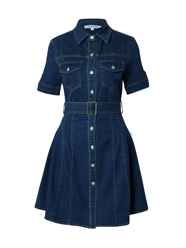 Morgan Morgan Рокля тип риза  син деним