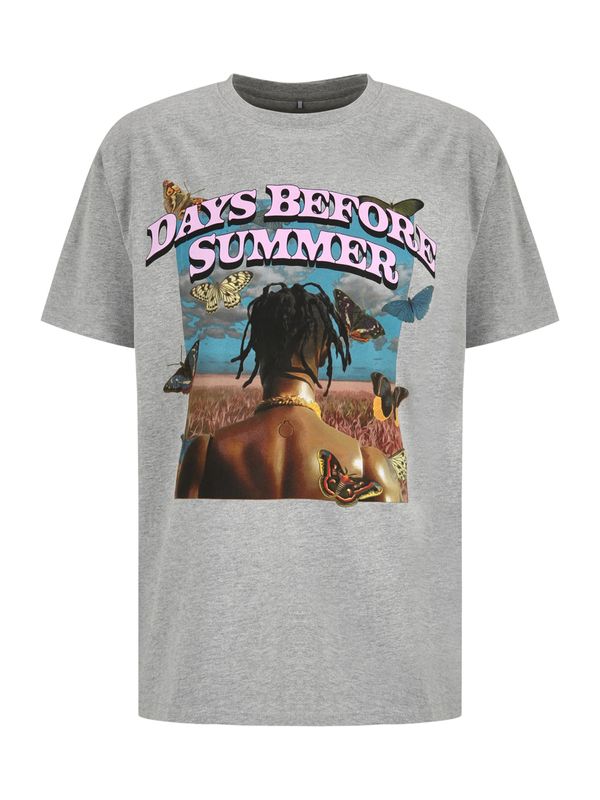 MT Upscale MT Upscale Тениска 'Days Before Summer'  кафяво / светлосиво / бледорозово / черно